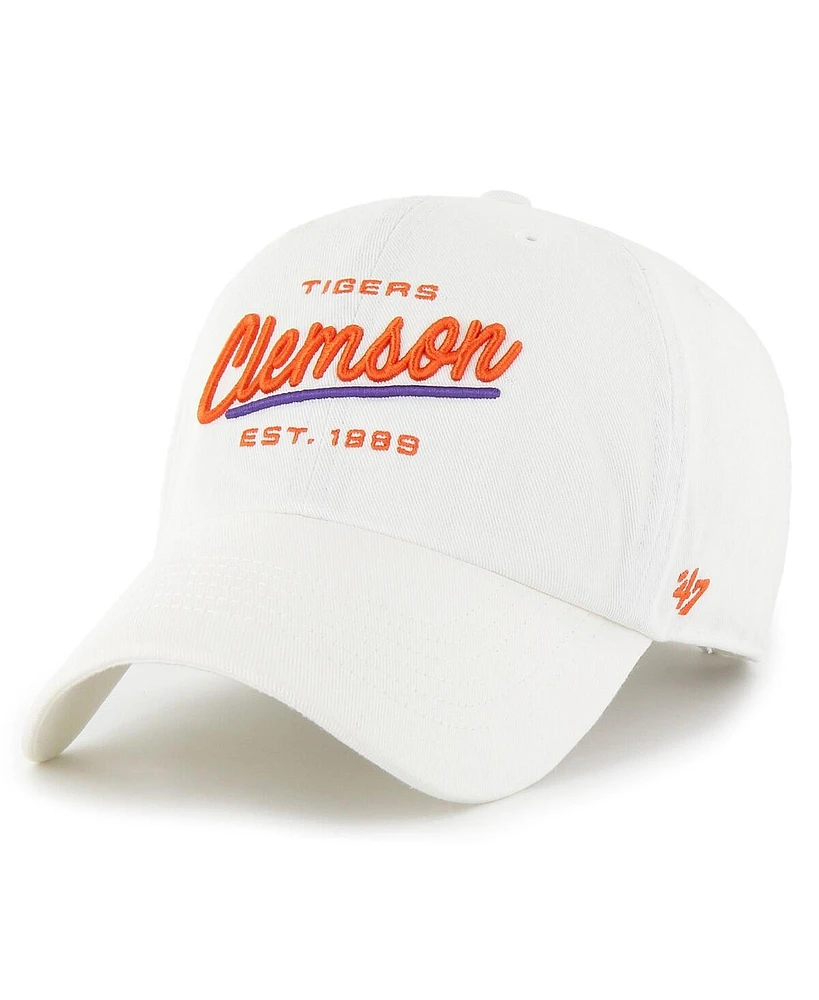 47 Brand Women's White Clemson Tigers Sidney Clean Up Adjustable Hat