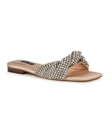 Nine West Women's Mande Embellished Square Toe Slip-On Sandals