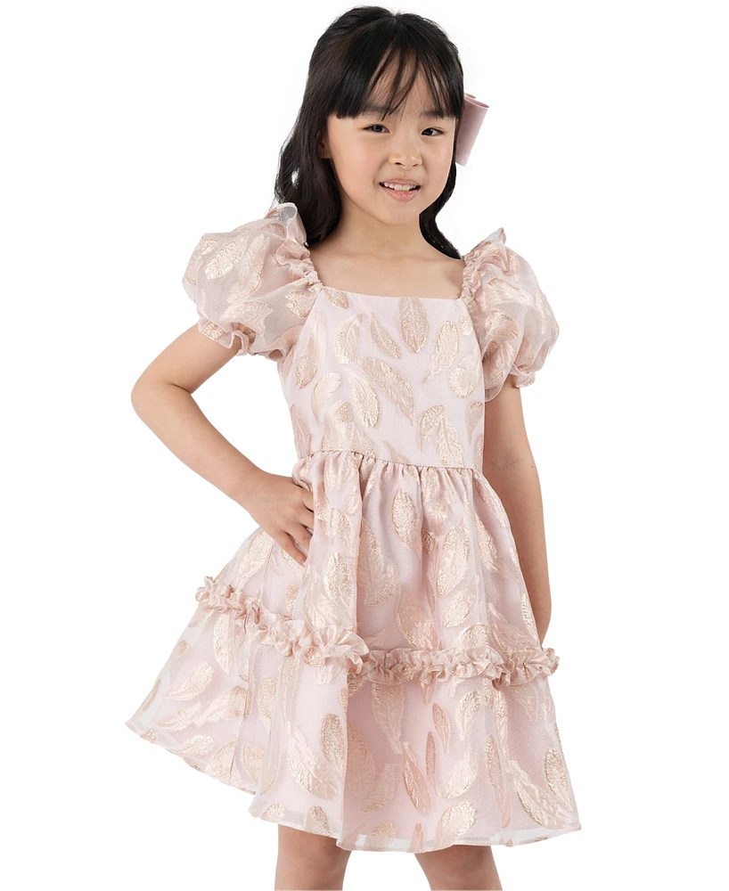 Rare Editions Toddler & Little Girls Puff-Sleeve Burnout Organza Dress