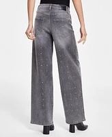 Dkny Jeans Women's High-Rise Rhinestone Wide-Leg - UWX