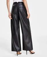 Dkny Jeans Women's Faux-Leather Wide-Leg Pants - BLK