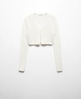 Mango Women's Knitted Cropped Cardigan