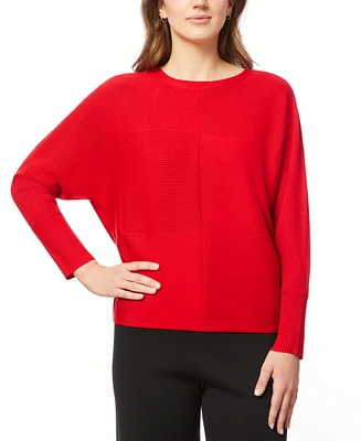 Melissa Paige Women's Ribbed Block-Stitch Dolman-Sleeve Sweater