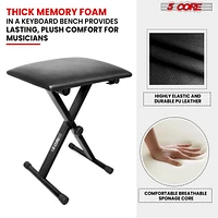 5 Core Keyboard Bench X Style Piano Stool Thick Padded 12-to-18.5-inch Adjustable Keyboards Chair Black KBB02BLK