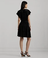 Lauren Ralph Lauren Women's Belted Ruffle-Trim Satin Tiered Dress