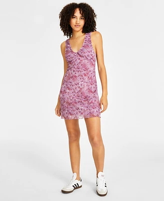 Hippie Rose Juniors' Ruched Mesh Mini Dress