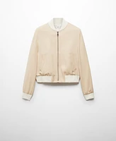 Mango Women's Linen Lyocell Bomber Jacket