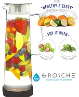 Grosche Ultimate-Infusion Pour Share Set:Bali Water Infuser Pitcher with 2 Sets of Fresno Glass Mugs