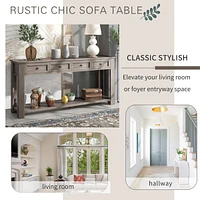 Console Table/Sofa Table With Storage Drawers And Bottom Shelf For Entryway Hallway