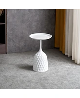 Streamdale Furniture White Wine Cup Metal Side Table, Small Sofa Table, Round White Nightstand