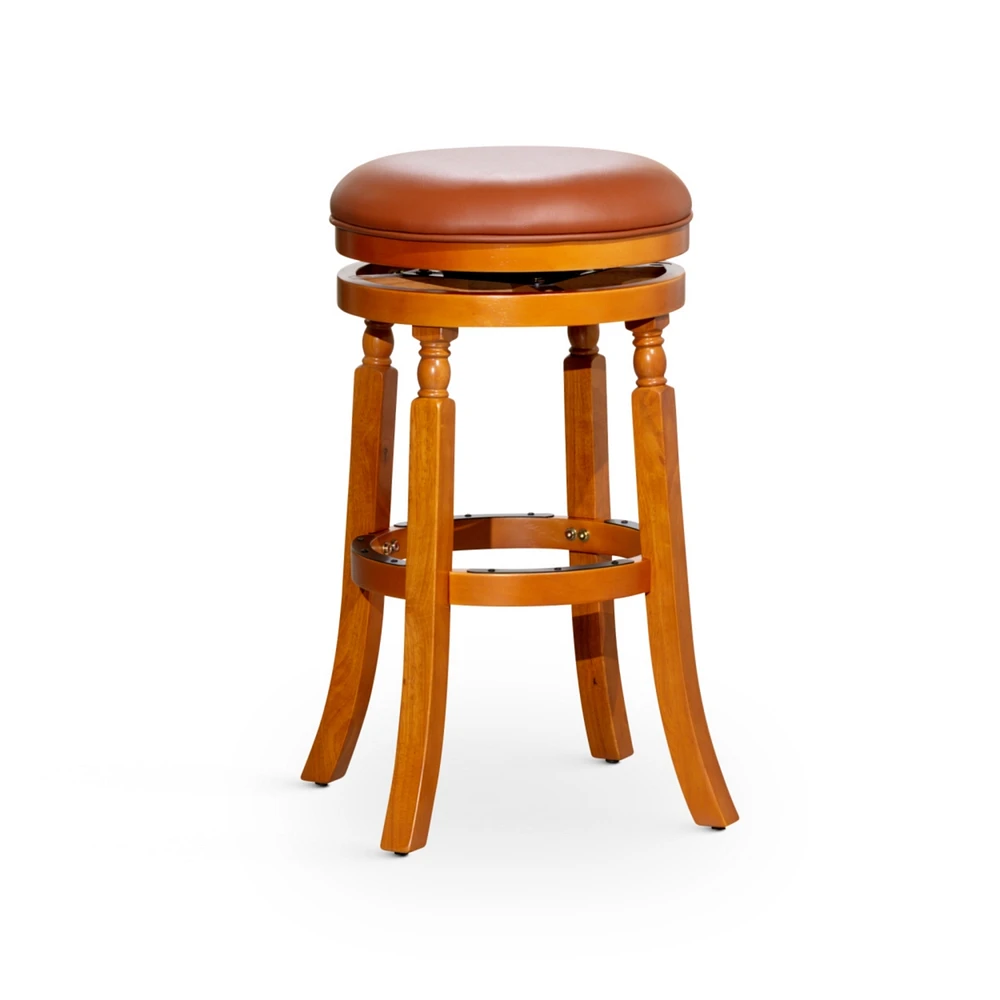 Streamdale Furniture 30" Barstool, Natural Finish, Saddle Leather Seat