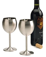 Rsvp International Endurance Stainless Steel Wine Glass Set 2 Piece 3x3x7"