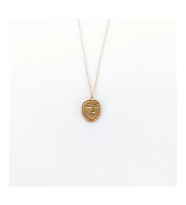 sanctuaire Sanctuary Project by Dainty Modern Art Face Charm Necklace Gold