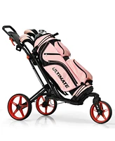 3 Wheel Folding Golf Push Cart with Scoreboard and Adjustable Handle