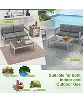 Gymax 4 Pieces Patio Furniture Set Conversation Set Patio Furniture Outdoor Conversation Set