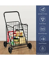 Costway Folding Shopping Cart Utility Trolley Portable For Grocery Laundry Travel