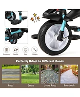 Costway 6-In-1 Kids Baby Stroller Tricycle Detachable Learning Toy Bike w/ Canopy