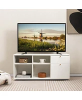 Costway Torage Cabinet with 2 Drawers 4 Cubes Adjustable Feet Floor Display Cabinet