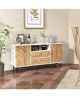 Costway Buffet Sideboard Versatile Tv Stand with Sliding Tambour Doors & 2 Storage Drawers