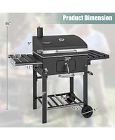 Outdoor Charcoal Grill 391 sq.in. Cooking Area 2 Foldable Side Table Bbq Camping