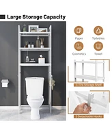 Costway Over-The-Toilet Storage Shelf Space Saving Metal Bathroom Organizer Hooks