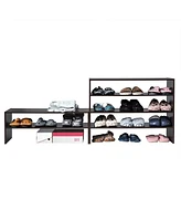 Costway 3 Pcs Stackable Shoe Rack 31-Inch Horizontal Organizer 2-tier StorageShelf