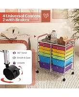 12-Drawer Rolling Storage Cart with 2 Sizes Plastic Drawers