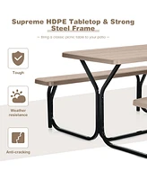 Gymax Picnic Table Camping Bench Set Backyard Garden Patio Dining Party