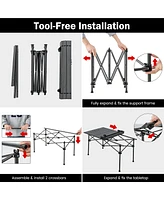 Gymax Aluminum Camping Table for 4-6 People Folding Picnic Table w/ Carry Bag