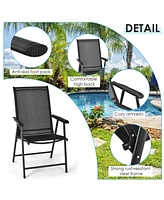 2PCS Patio Folding Dining Chairs Portable Camping Armrest Garden