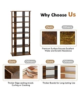 Costway Patented 7-Tier Double Rows Shoe Rack Vertical Wooden Storage Organizer Rustic