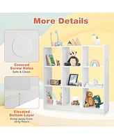 Costway Kids Toy Storage Organizer 9-Cube Kids Bookcase