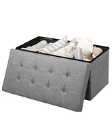 Costway 31.5''Fabric Foldable Storage Ottoman Toy Chest W/Removable Storage Bin