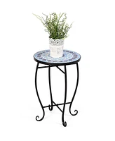 Costway Outdoor Indoor Accent Table Plant Stand Cobalt