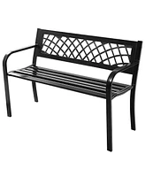 Costway Patio Park Garden Bench Porch Path Chair Outdoor Deck Steel Frame