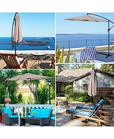 10' Hanging Umbrella Patio Sun Shade Offset Outdoor Market W/t Cross Base
