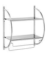 Costway 2 Tier Wall Mount Shower Organizer Toilet Bathroom Storage Rack Holder Towel Bar