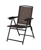 4PCS Folding Sling Chairs Steel Armrest Patio Garden Camping