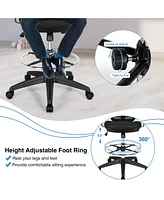 Costway Mesh Drafting Chair Office Chair w/Adjustable Armrests & Foot-Ring