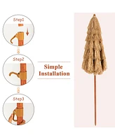 6.5 Ft Thatched Beach Umbrella Tilt Tiki Hawaiian Patio Portable