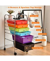 Costway 6 Drawer Rolling Storage Cart Tools Scrapbook Paper Office Organizer