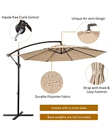 Costway 10FT Patio Offset Hanging Umbrella Easy Tilt Adjustment 8 Ribs