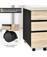 Costway 3-Drawer Mobile File Cabinet Vertical Filling Cabinet
