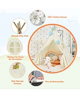 Costway Kids Canvas Play Tent Foldable Playhouse Toys for Indoor Outdoor