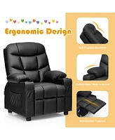 Kids Youth Recliner Chair Pu Leather w/Cup Holders & Side Pockets