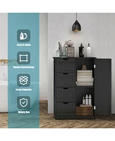 Costway 4 Drawer Freestanding Bathroom Floor Cabinet Adjustable Storage Cupboard