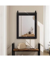 Costway 30''x22'' Wall Mount Mirror Decor Vanity Wood Frame Barn Door Style