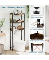 Costway 3-Tier Over-The-Toilet Bathroom Shelf Metal Frame Space Saver Rack with 4 Hooks