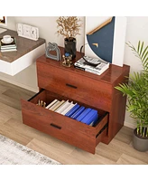 Costway 2-Drawer Wood Lateral File Cabinet with Adjustable Bars for Home Office