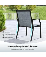 Costway 2 Piece Patio Dining Chairs Large Outdoor with Breathable Seat & Metal Frame